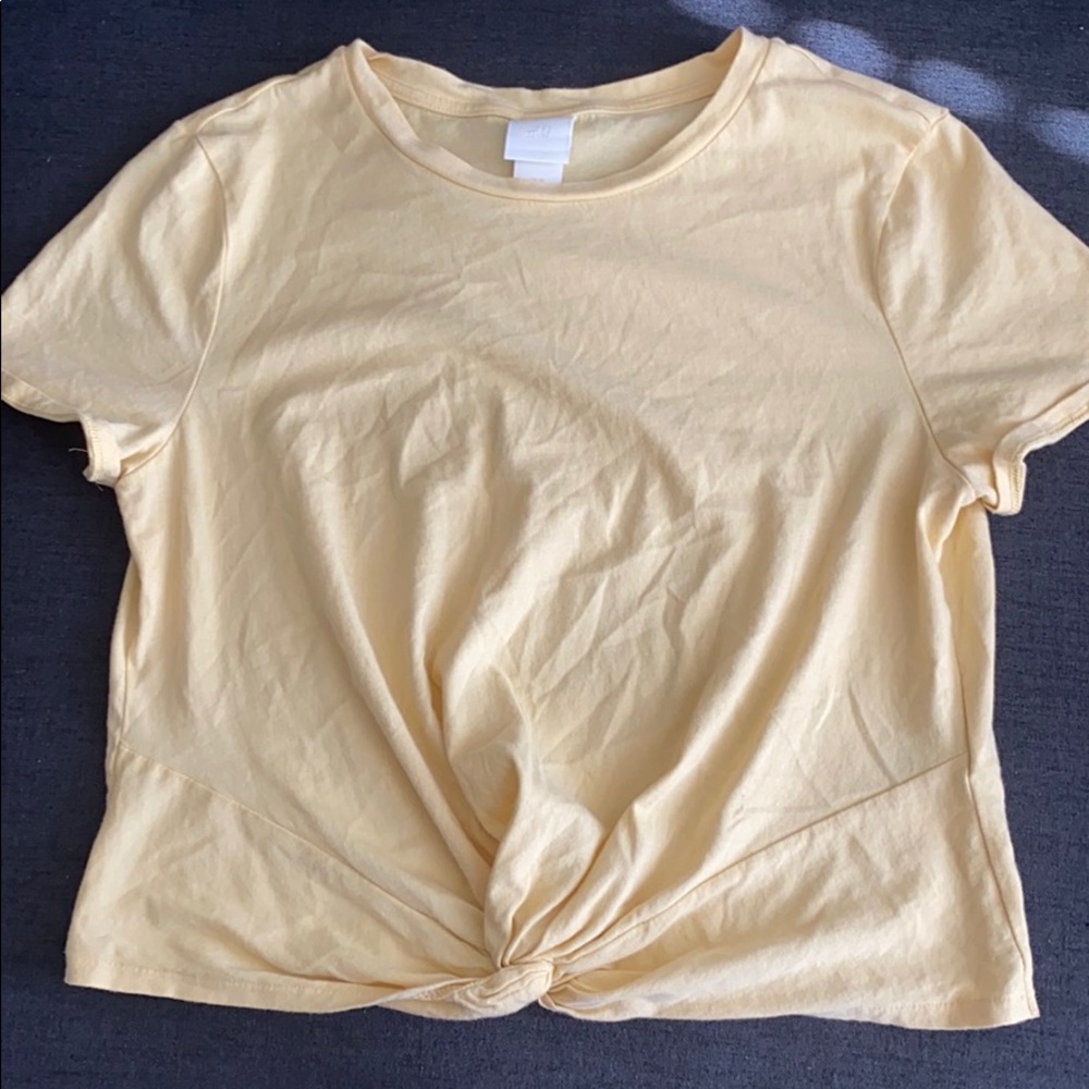 gold top, cropped at the waist